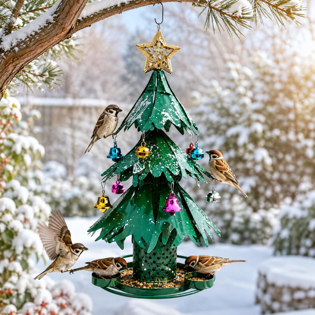 Christmas Tree Bird Feeder for Outdoor Holiday Backyard Decoration