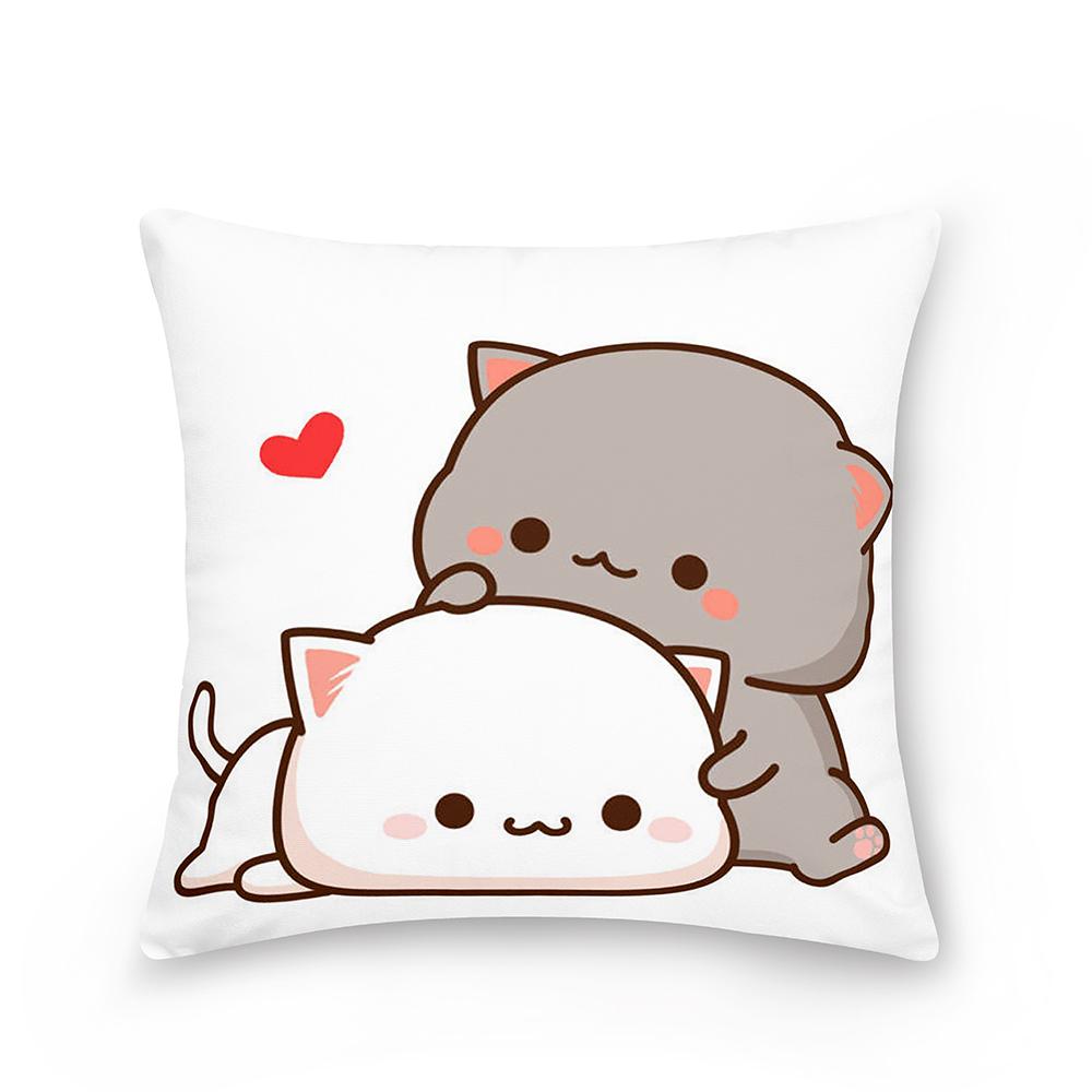 Home Peach Cat Cushion Cover Pillowcase Sofa Car Pillowcase Christmas Decoration Bedroom Living Room Pillowcase