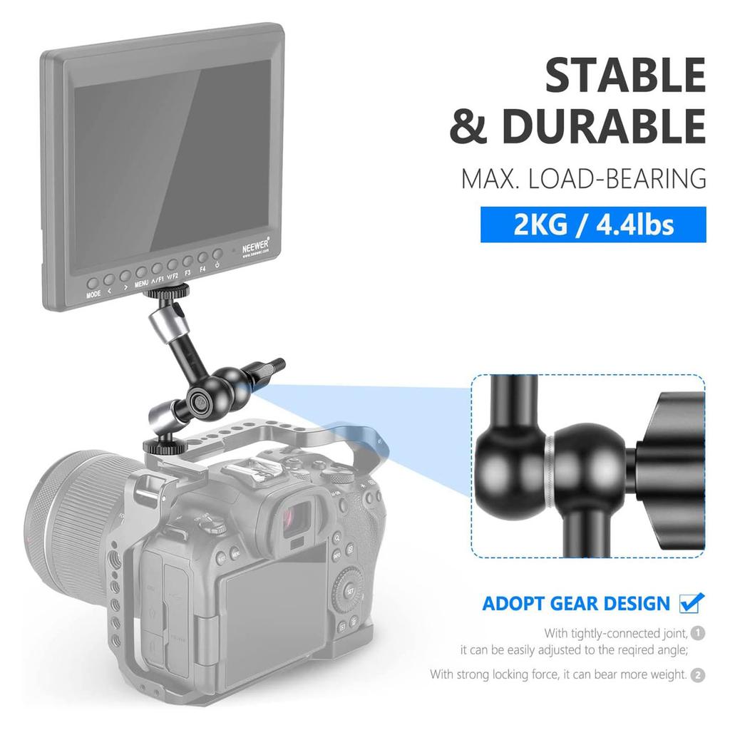 5.9/9.8 Inch Friction Magic Arm with Both 1/4-inch Thread Screw for Flash LED Light Microphone Monitor Super Clamp