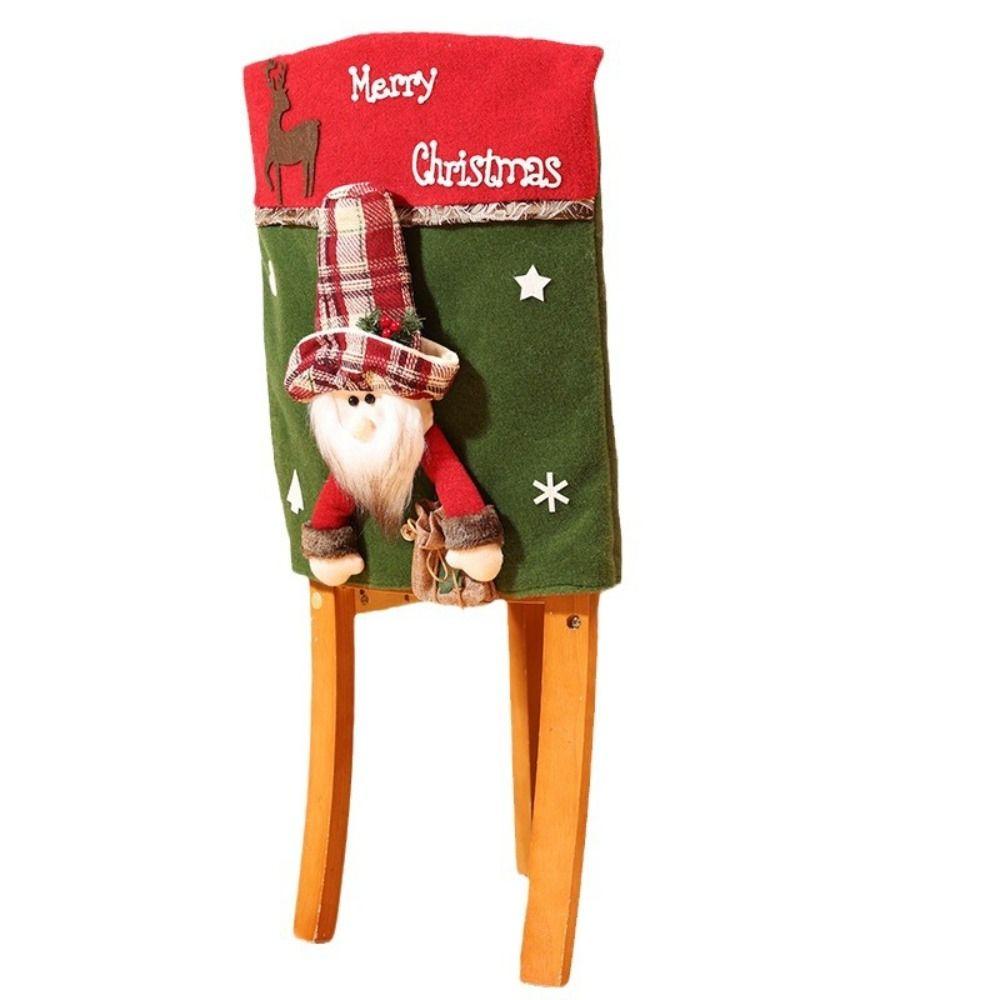Santa Claus Snowman Elk Christmas Table and Chair Set Removable Seat Cover  Scene Layout