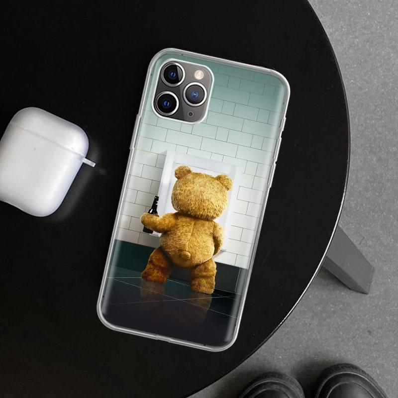 Naughty Cute Bear Funny Mascot Phone Case Cover for iPhone 11 12 13 Mini 14 15 Plus 16 Pro Max 17 Air 7 8 + SE Art Customized Fu