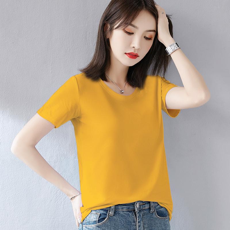 Women's 2022 Green Heart-Shaped V-Neck Short-Sleeve Cotton T-Shirt - Trendy Summer Wear