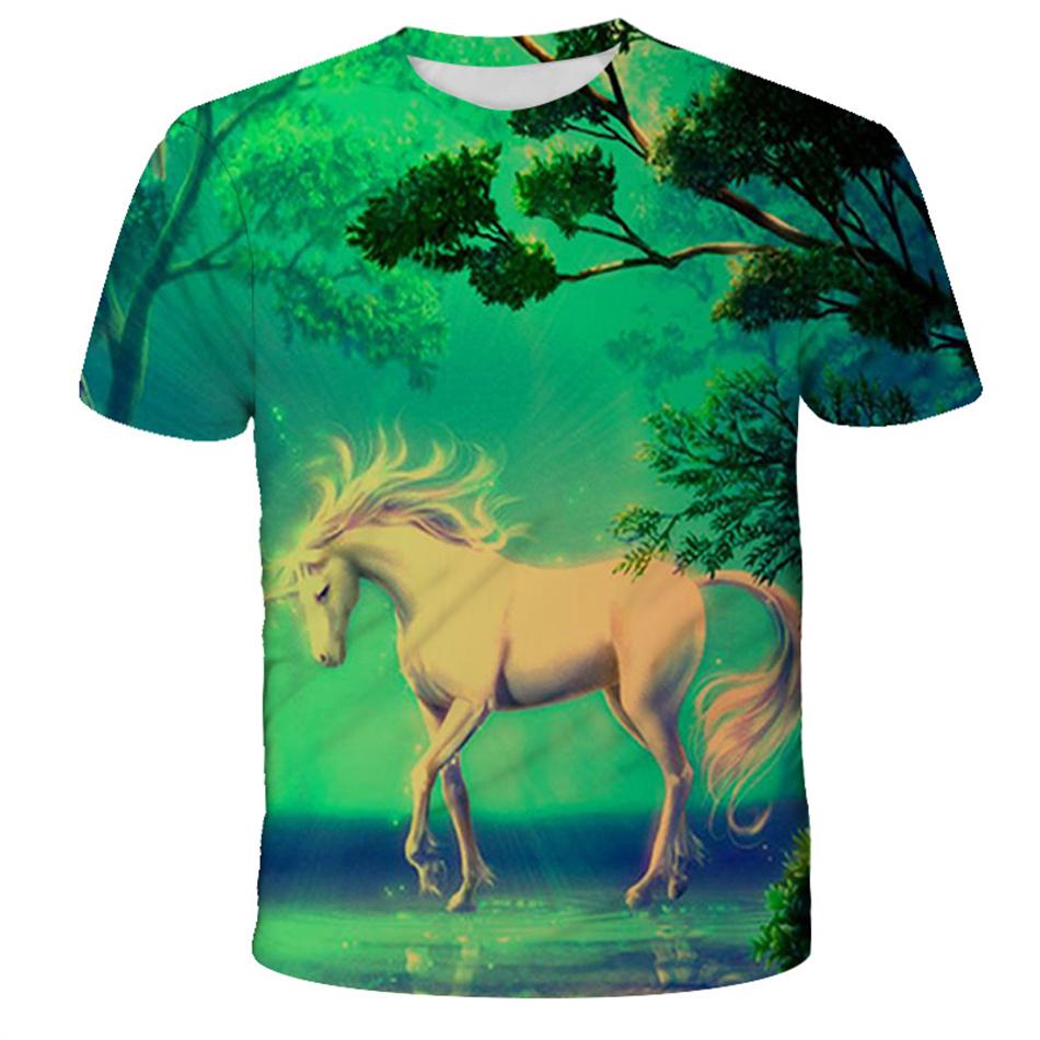 4-13y Girls Boys Dabbing Unicorn T-shirt Summer Kids Colorful Animal Horse 3d Print Clothes T Shirt Kids Baby Cool