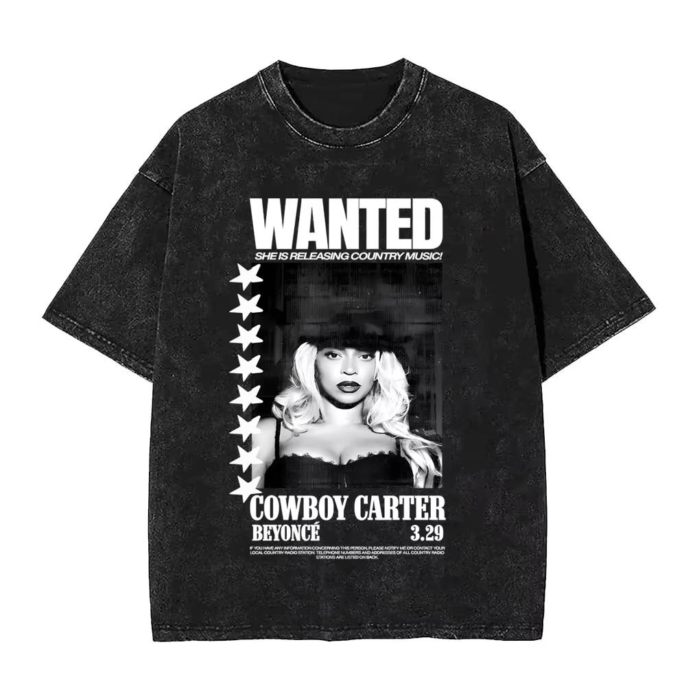 Retro Tvättad Beyonce Renaissance Världsturné T-shirt Album Konsert Musik T-shirts Herr Dam Vardaglig Bomull Vintage T-shirts