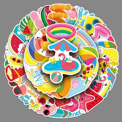 50 Summer Fresh Stickers Personalized Cartoon Summer Beach Decoration Mobile Phone Case Water Cup Gum Stickers