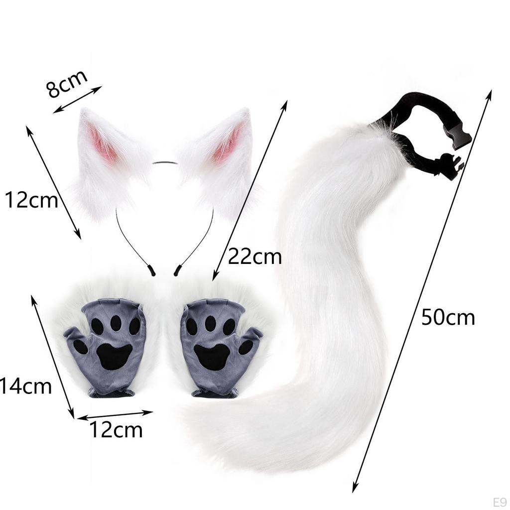 4x Ears And Tail Set Anime Cosplay Gloves for Dance Women Carnival