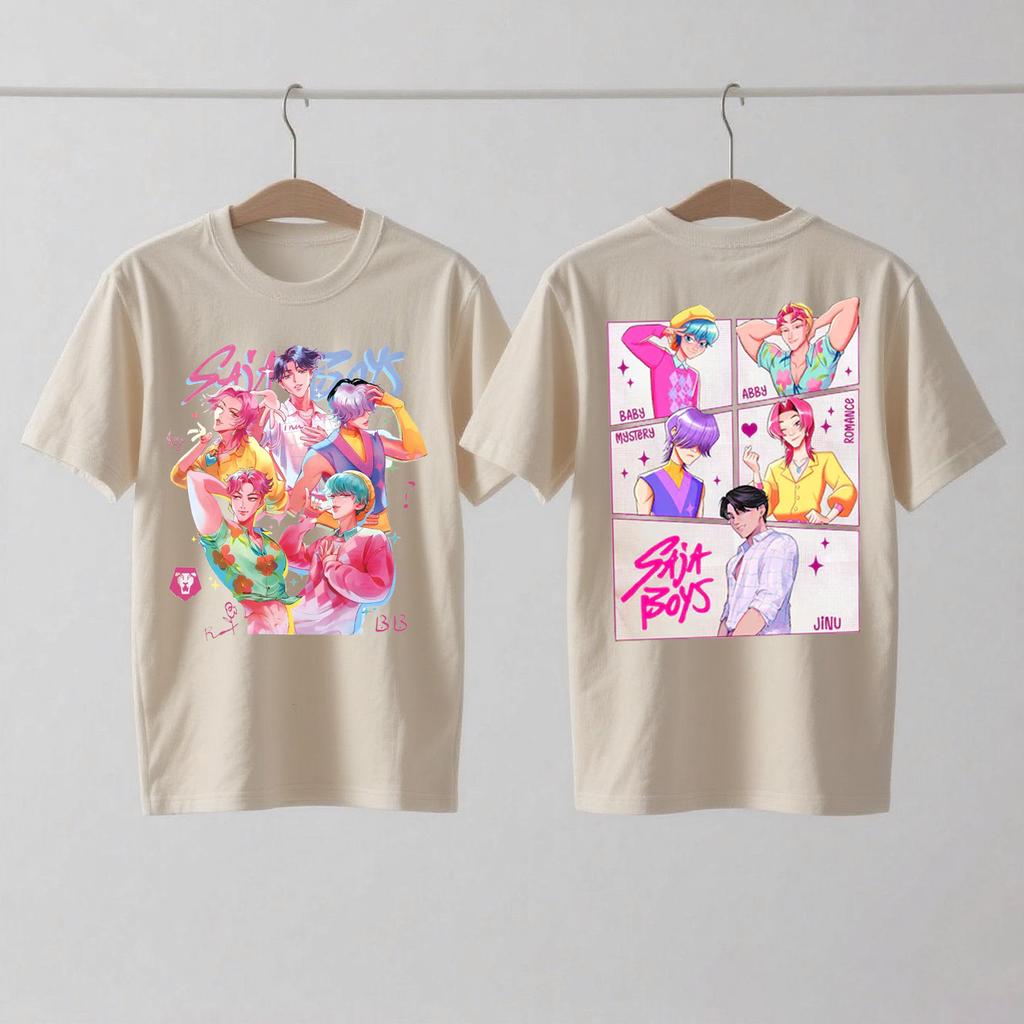 Saja Boys Kpop Łowcy Demonów Dwustronna Bawełniana Koszulka Huntrix Łowca Demonów Merch Jinu Saja Koszulki Abby Tajemnica Romans Dziecko Saja