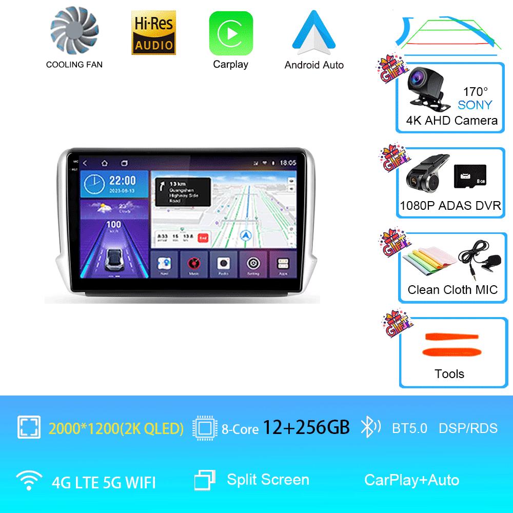 Car Radio Android 14 2 Din Video For Peugeot 2008 208 Multimedia System 2012 - 2018 GPS Navigation Autoradio WIFI 4G FM Carplay