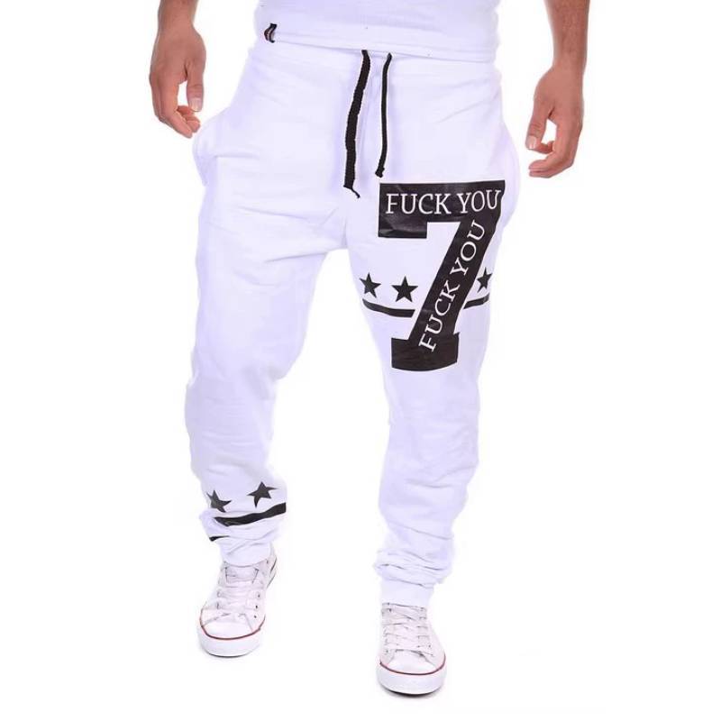 Casual Pants Men Cotton Blend With 7 Digit Print For Summer Youth Comfort