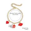 2 Pieces/set of Personalized Heart-shaped Lip Flower Necklace Bracelet, Suitable for Ladies' Valentine's Day Party  Gifts