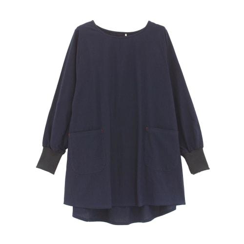 

ON NISHIKI Women s Stylish and Cute Cooking Apron, 100% Cotton, Gentle on the Skin, Covers the Buttocks, Loose Fit, Long Length, Ribbed Sleeves, Pocke