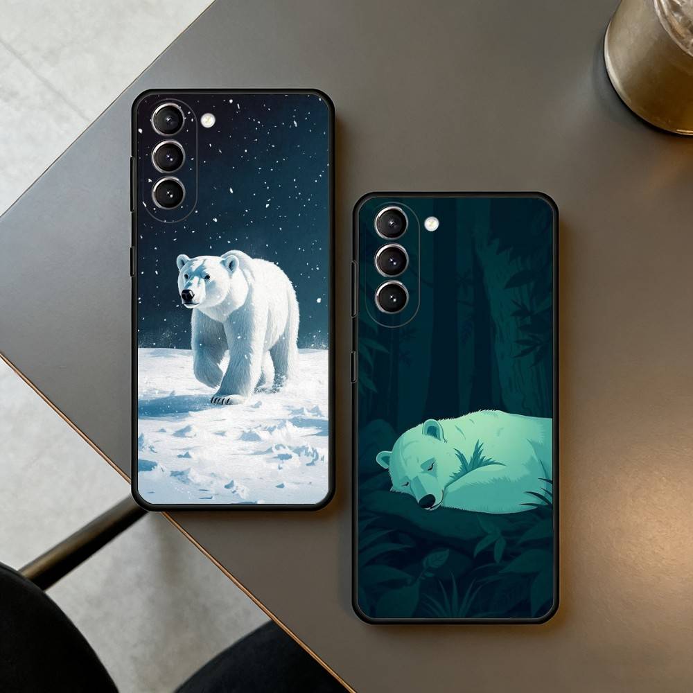 A-Animal P-Polar B-Bear Phone Case For Samsung S25,24,23,22,30,21,10,9,Ultra,Plus,Lite,FE,4,5 G Soft Black Case