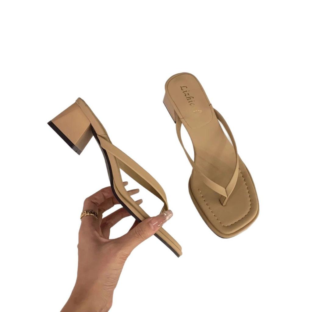 French versatile flip-flop shoes women's shoes fashion wear 2025 new summer high heel sandals