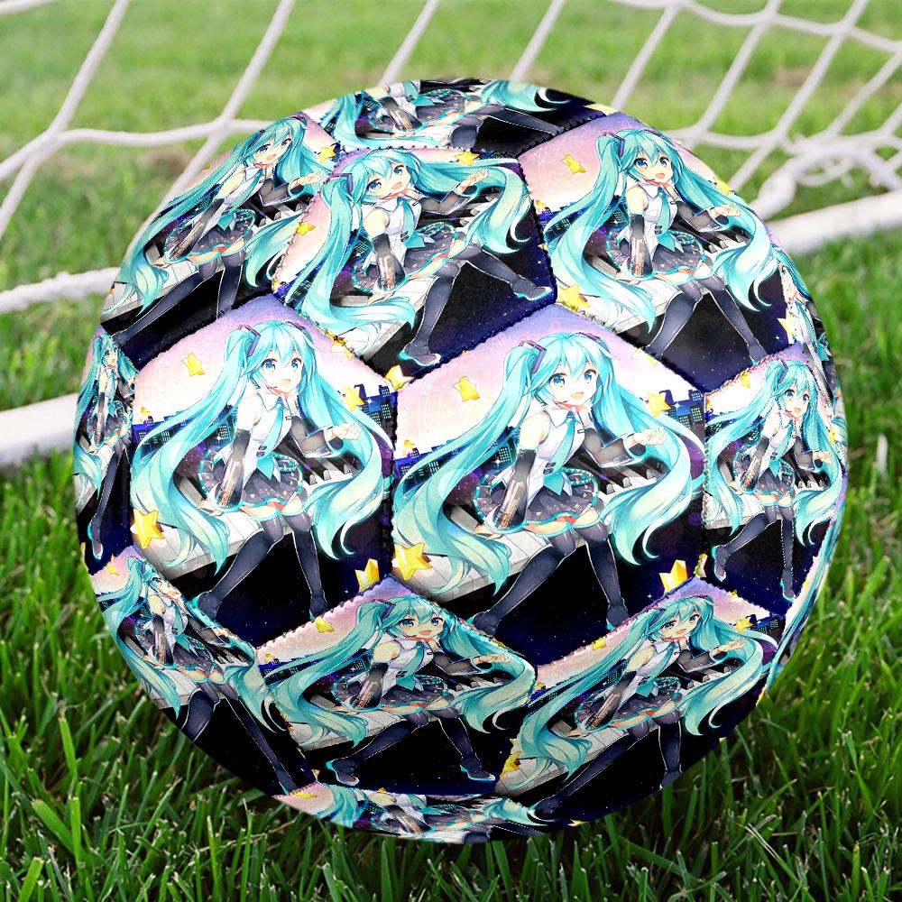 Miku Anime Indoor Soccer Ball Size 5 Colorful All Ages Machine Stitched PVC Competition Ready Durable High-Bounce