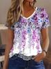 New Flower Floral T-Shirts 3D Print Women's Short Sleeve V-Neck T Shirt Streetwear Casual Top Y2k Harajuku Tees Female Clothing
