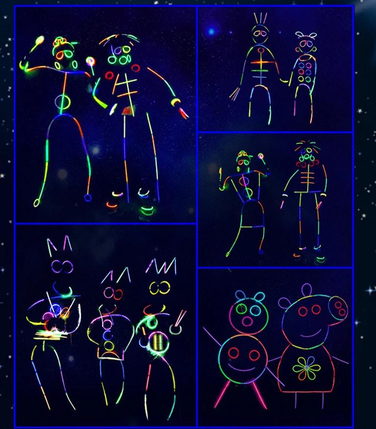 Bețișoare strălucitoare colorate, luminoase, fluorescență, care strălucesc în întuneric, bricolaj, colier, brățară, glumă pentru decorarea petrecerii de nuntă