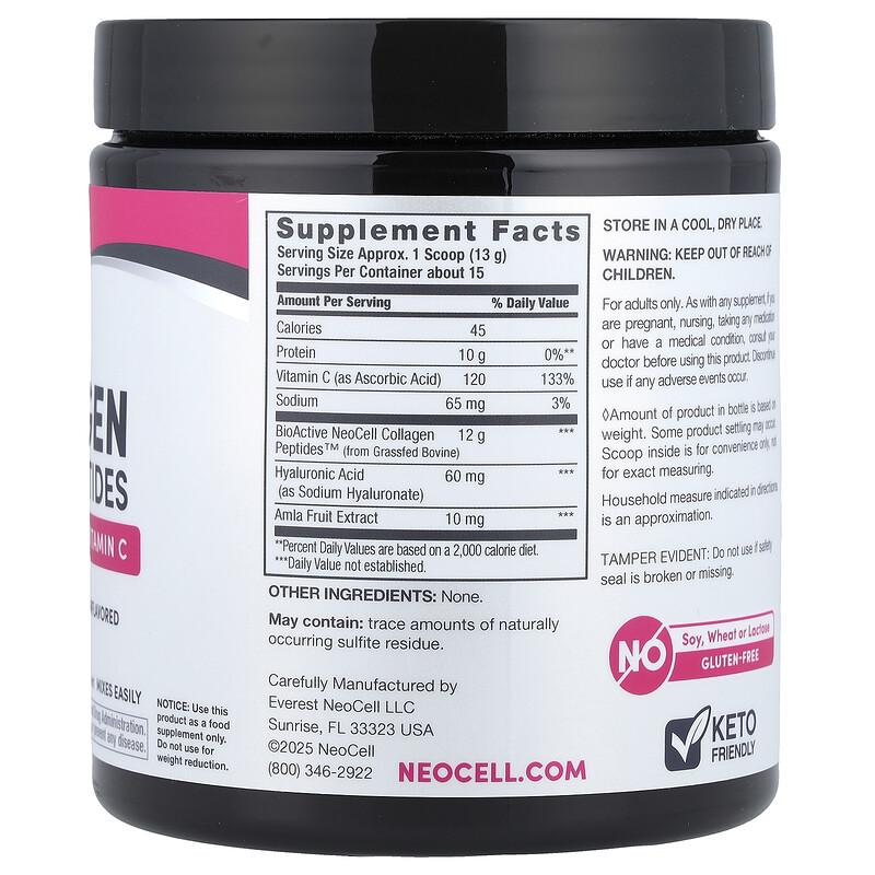 Fortschrittliche Kollagenpeptide + Hyaluronsäure & Vitamin C, Geschmacksneutral, 195 g (195 gr)