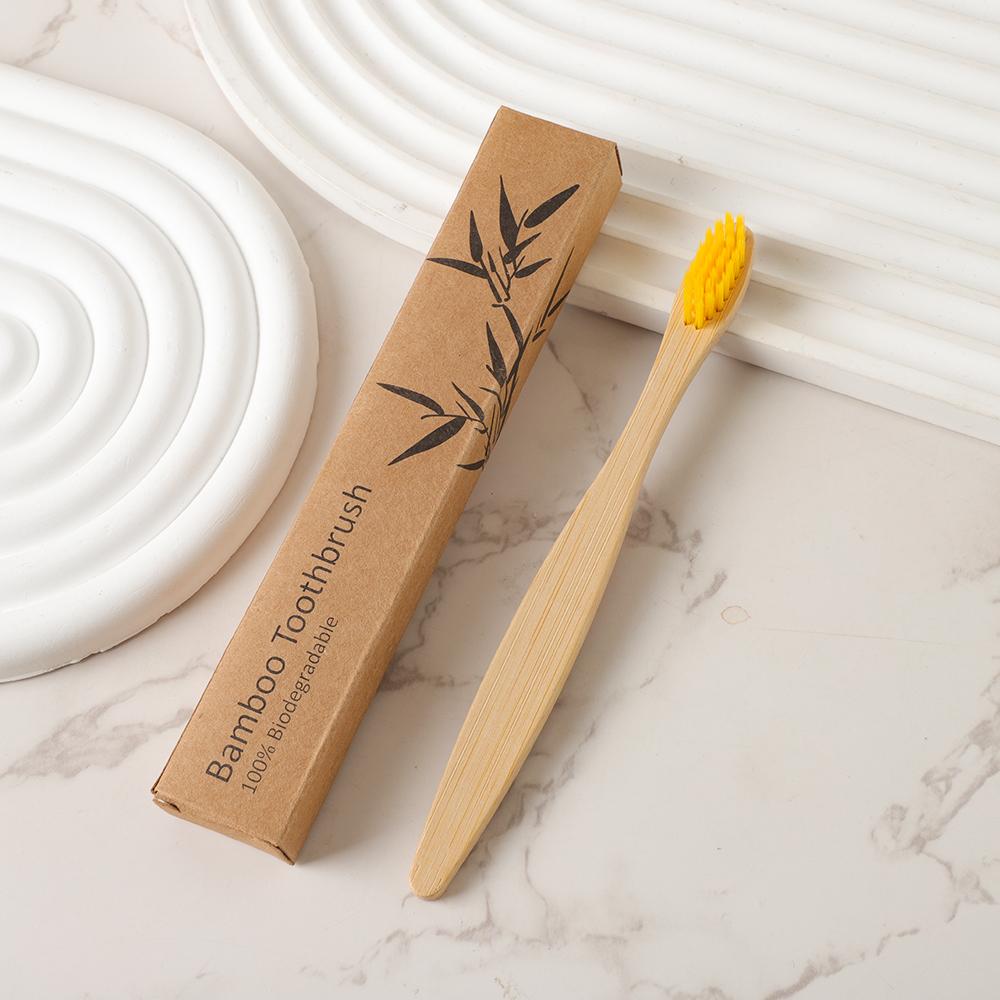 Ready Stock Fast Shipping Custom Kids Soft Natural BPA Free Biodegradable Kraft Box Bamboo Toothbrush
