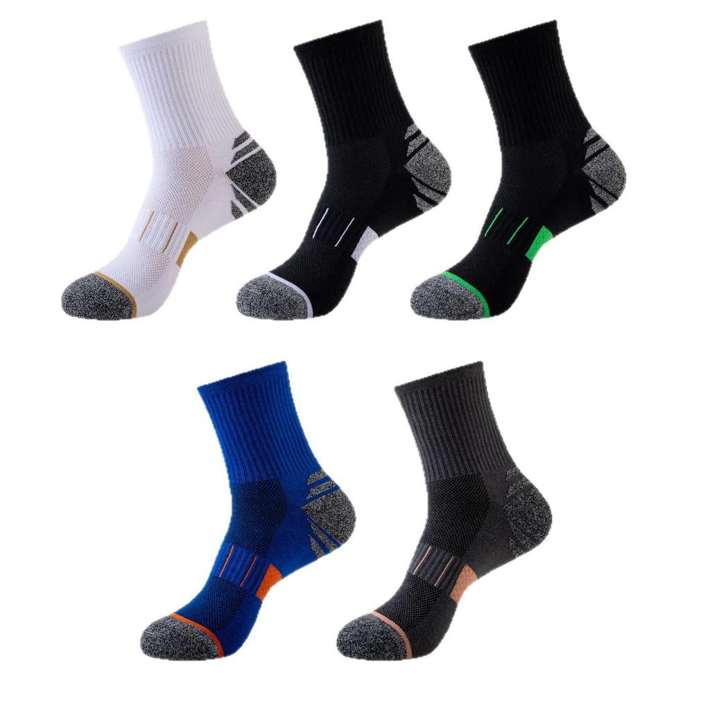 Men's Performance Sports Socks: Running, Non-slip, Sweat-wicking, Mid-calf, Breathable Cotton, Basketball.