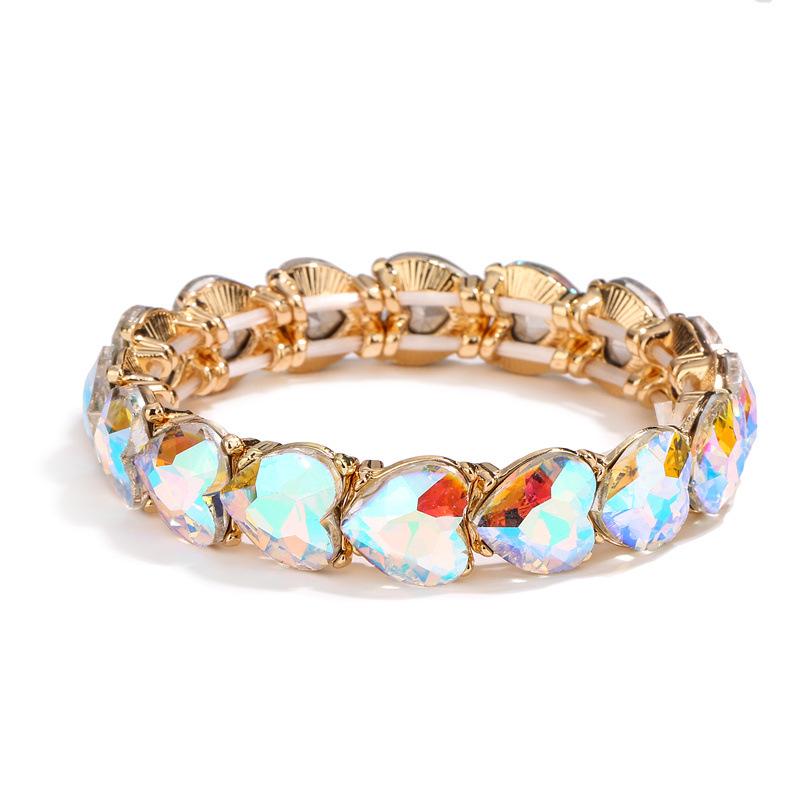 Love bracelet, alloy bracelet, glass stone elastic thread bracelet, bracelet accessories