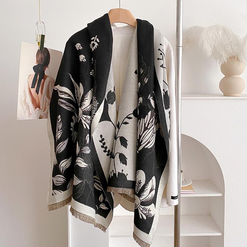 Imitation Cashmere Scarf Versatile Printed Warm Air Conditioner Shawl With High-End Fashion Scarf Women