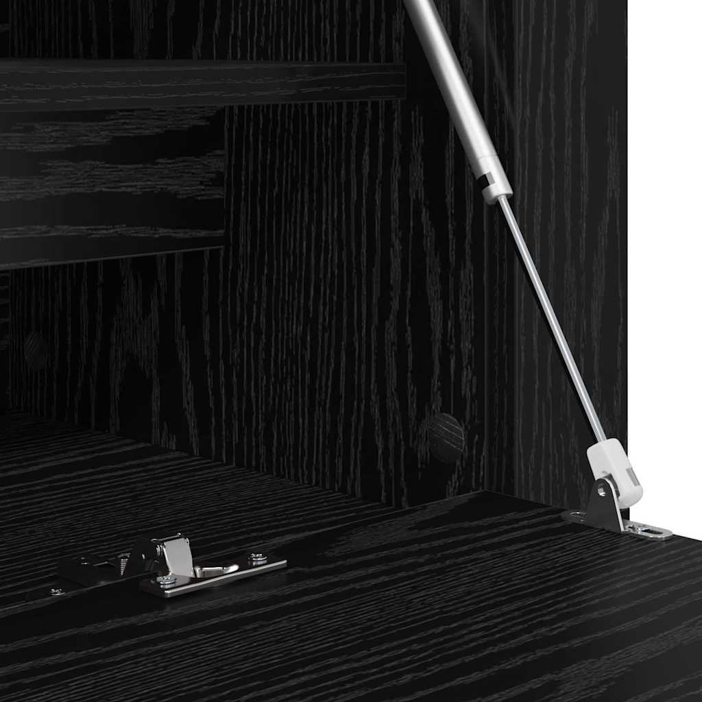 Shoe Cabinet with Shelf Black Oak Effect 100 X 35 X 38 Cm