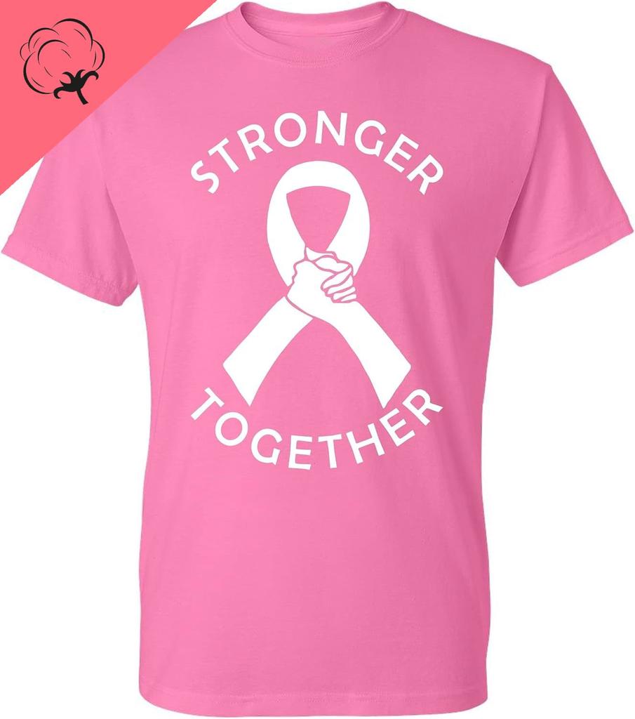 Kropsis Stärker Zusammen Rosa Schleife Unterstützung Brustkrebsbewusstsein Unisex Und Unisex Kurzarm Baumwolle T-Shirt