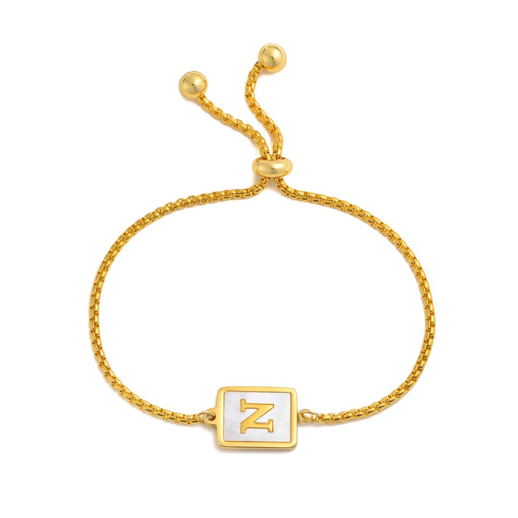 Shell Letter Bracelet,charm Initial Bracelet for Women, Stainless Steel Chain Adjustable Alphabet Jewelry Gifts for Women Girls