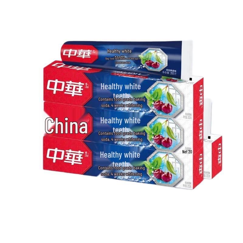 Zhonghua Baking Soda Fruit Flavor Whitening Toothpaste, 4 x 200g