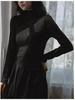 Velvet Sequin Women's Semi-High Neck Slimming Winter Base Layer T-Shirt - Plus Size Available