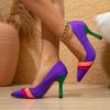 Novelty Mixed Color Silk High Heels Women Sexy Pointed Toe Stiletto Sandals Luxury Banquet Designer Shoes Comfortable Women Shoe
