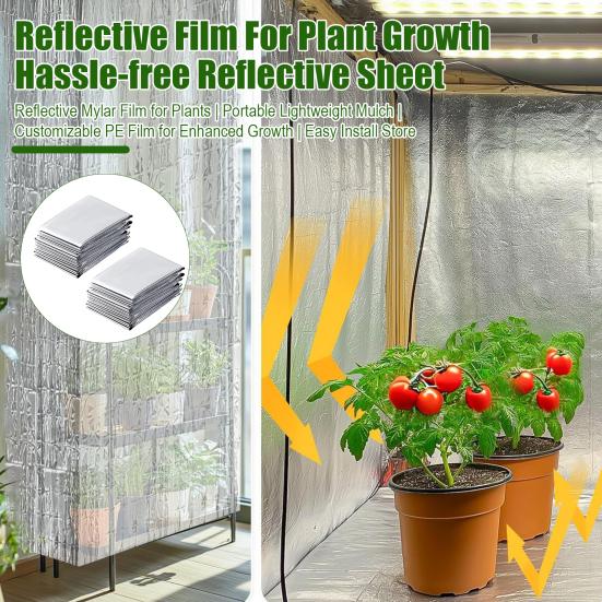 Greenhouse Reflective Film Silver Reflective Mylar Film Garden Covering Foil Sheets Increase Plants Growth