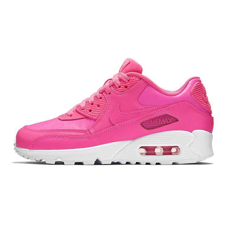 Nike Air Max 90 Leather GS Kids Pink Pow White 724852-600 38