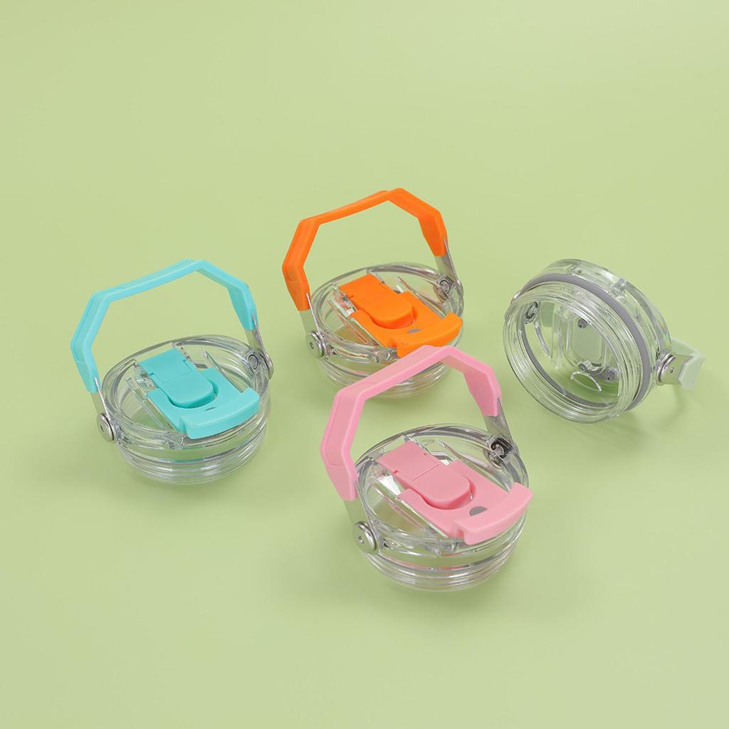 Spill Proof Transparent Plastic Cup Lid With Handle Replaceble Straw Lid For 30oz Tumbler Flip Straw Sealing Cover