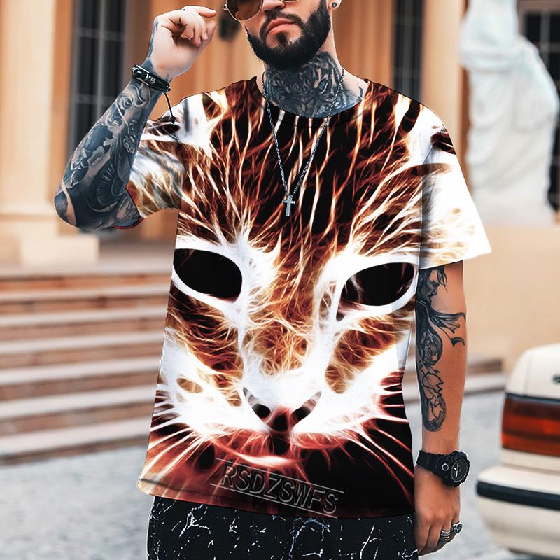 

Летний топ с круглым вырезом и 3D-принтом животных, модные повседневные красочные мужские футболки с коротким рукавом 5XL
