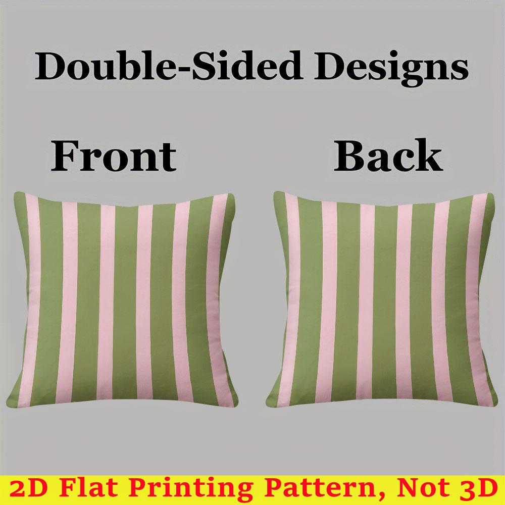 Pink & Green Stripe square Jacquard Pillow Cover for Sofa Office Waist Cushion Cover Home Decorative Pillowcase