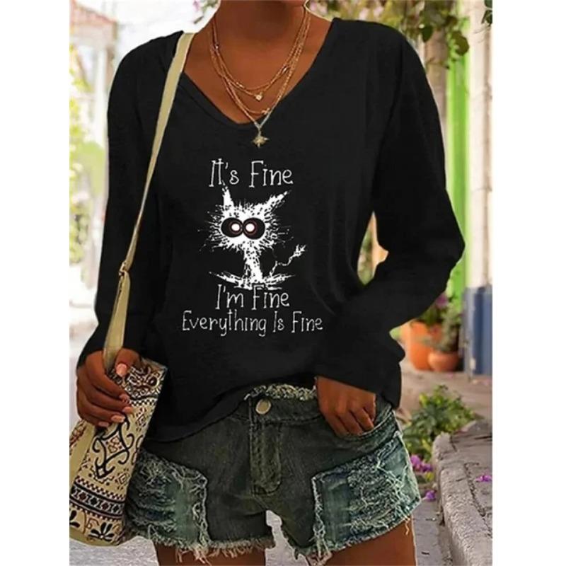 

Женская футболка с буквенным принтом, топы, повседневные футболки с длинным рукавом в стиле Харадзюку, осенний повседневный свитер с круглым вырезом, женская свободная базовая одежда XS