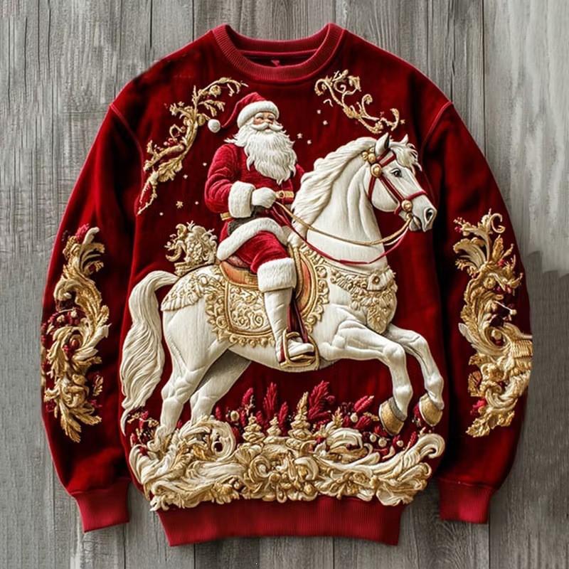 Christmas 3D Print Crewneck Sweatshirt Couples Matching Tops Men Women Casual Fall Pullover