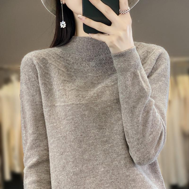 Skeleton Half-high Neck Bottoming Shirt Women's Fall and Winter Within The Lazy Loose Thin Knitted Sweater