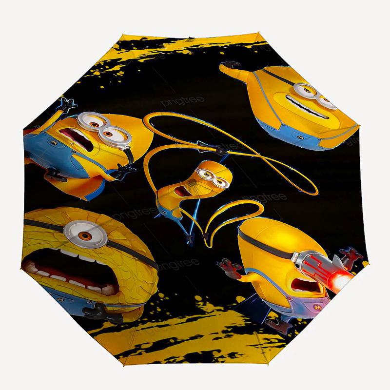 

1pc minion yellow Automatic Open/Close Umbrella with 8 Rib Windproof Canopy,Compact & Portable Travel Umbrella,10252