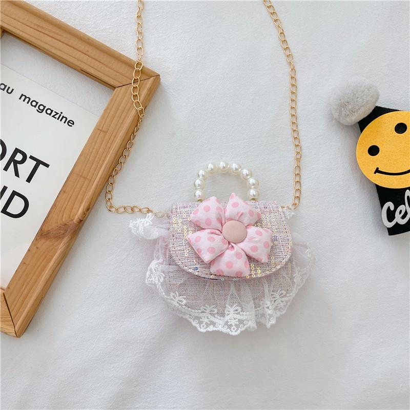 Bag Crossbody Kid With Pearl Handle And Flower Bear Rabbit Decoration