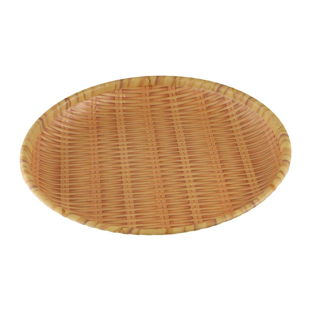 Traditional Bread Dessert Plate Round Decoration Tray Imitation Weaving Dinner Plate  Restaurant