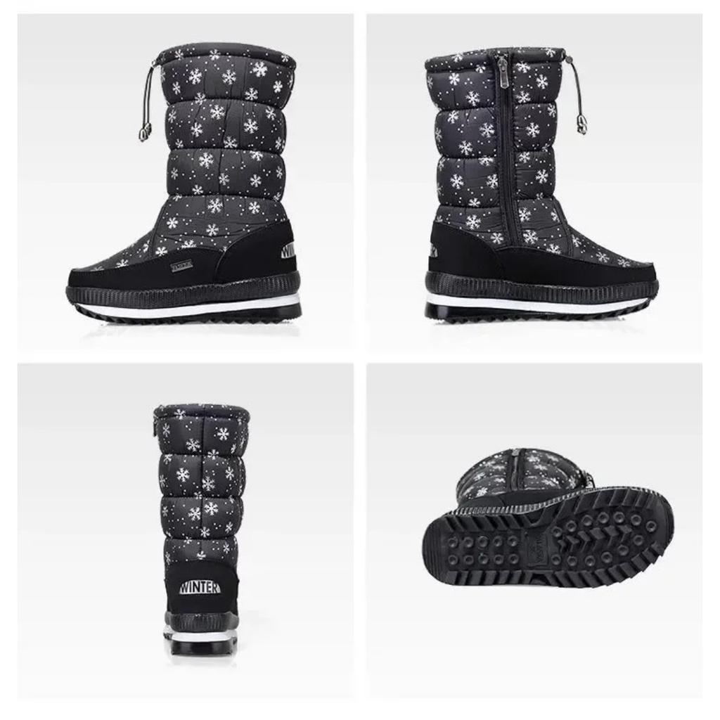 Sieviešu ziemas zābaki Platformas sniega zābaki Ūdensnecaurlaidīgi Neslīdoši Biezi Plīša Silti Līdz pusgurniem Zābaki Sievietēm Ziemas Apavi