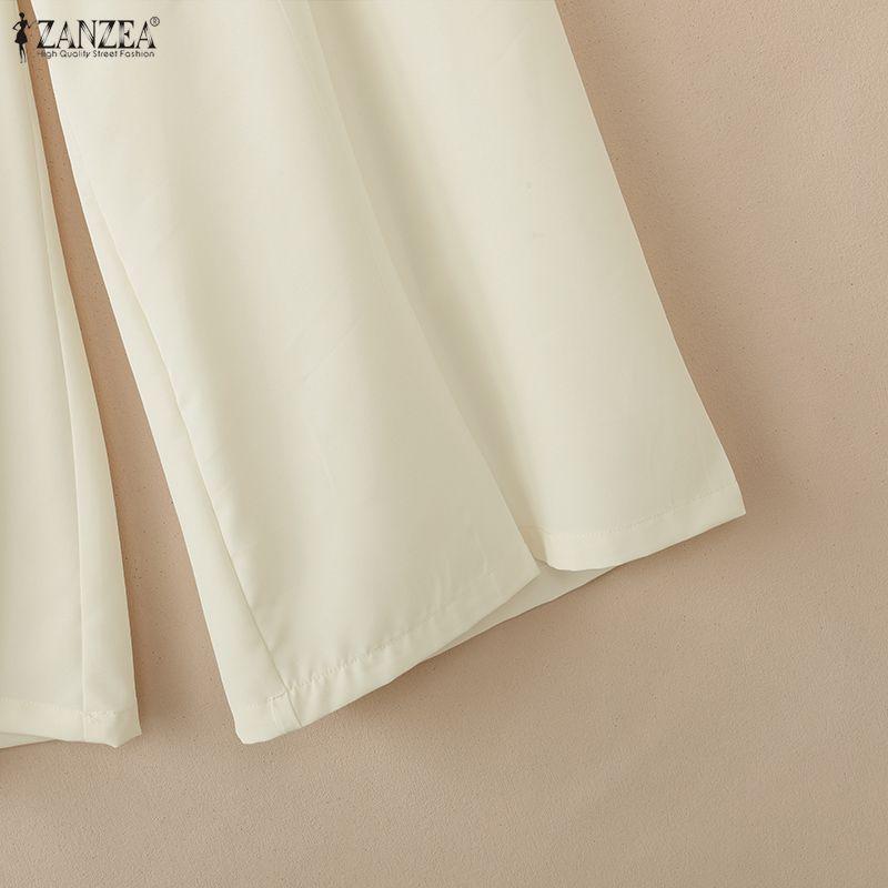 ZANZEA Women Casual Elastic Waist Solid Color Loose Summer Cropped Pants