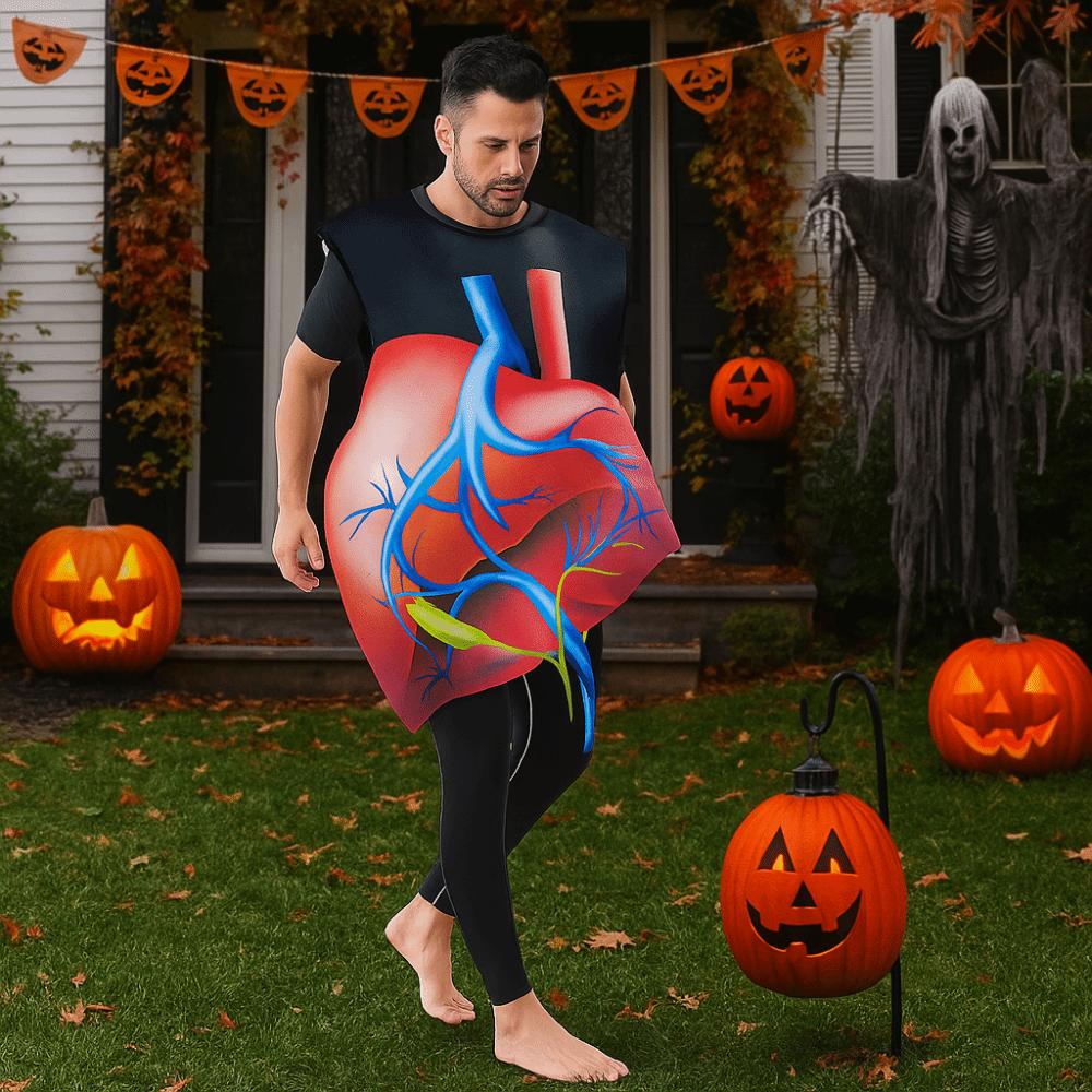 Realistic Heart Design Cosplay Costume Creativity Printed Jumpsuit Halloween Kids Costume  Party