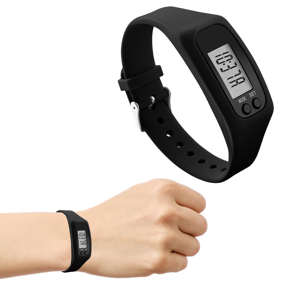 LED Pedometer Bracelet Wrist Calorie Counter Multi-Function Walking Running Pedometer Silicone Step Tracker for Outdoor Sports