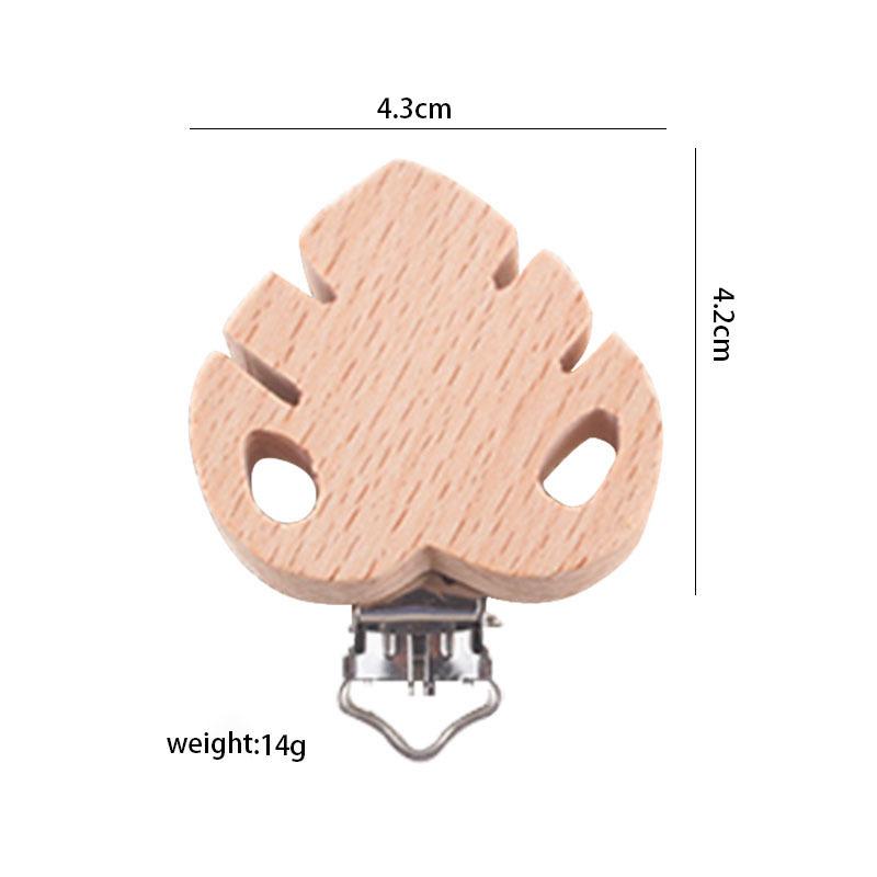 1Pcs Cute Modelling Beech Wood Pacifier Clip Baby DIY Cartoon Animal Wooden Log Pacifier Clips Nipple Chain Holder BPA Free