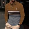 European & American Men's Striped Digital Print Polo Shirt - Business Casual, Spring/Autumn Collection