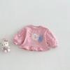 Girls' Korean Style Spring 2026 Mesh Pom-pom Hoodie – Trendy Floral Baby Layer Top