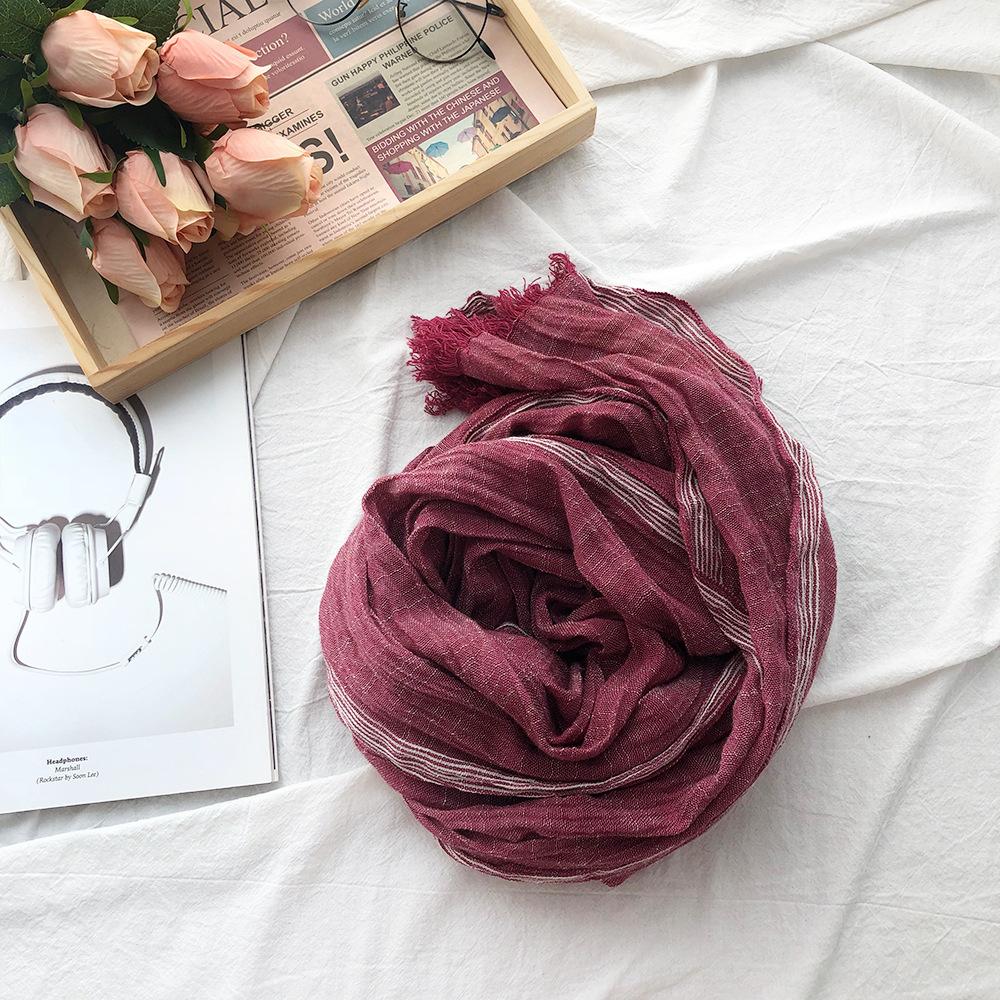 Cotton Linen Men Scarf Autumn Winter Black Navy Striped Tassel Scarves Men's Shawl Wrap Fashion Male Accessories Bufandas